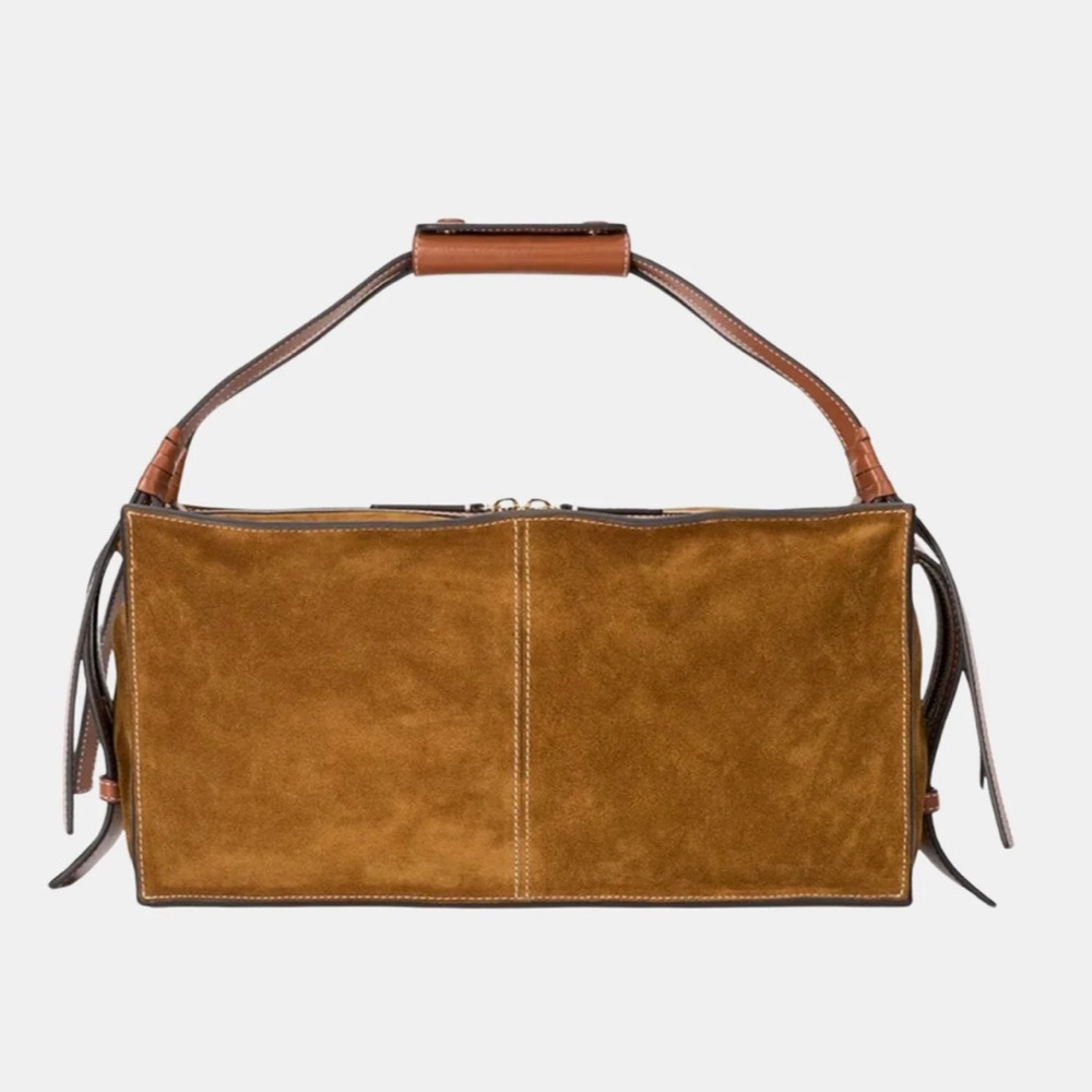 Stand Suede Tote Bag in Cognac Brown